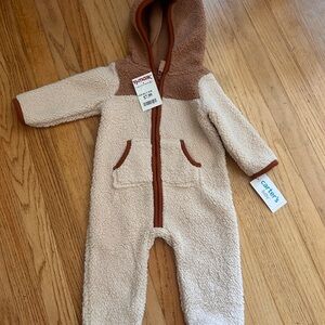 Carter's Cream and Brown Sherpa Footie